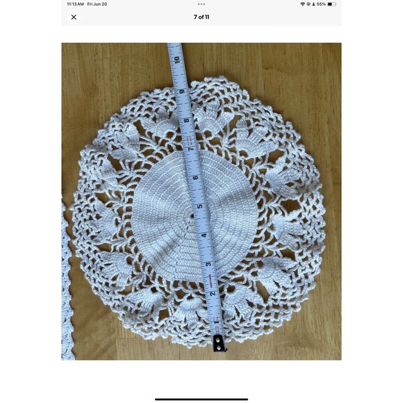 2 Table Runner & 2 Doilies Hand Crocheted Different Sizes& Shapes (H) - Picture 7 of 11